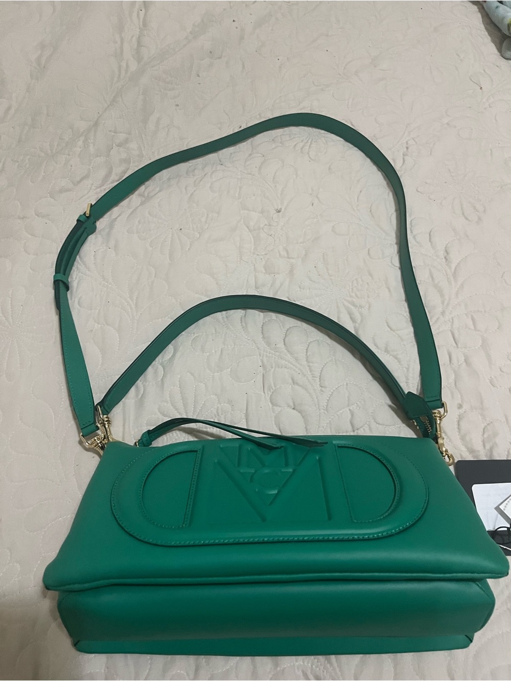 MCM Emerald Green Leather Logo Crossbody Bag - Picture 3 of 11